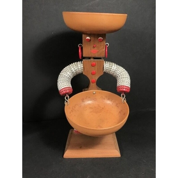 MCM woman bottle cap folk art figure tramp art funky kitsch butlerette